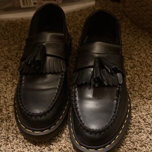 Dr. Martens Black Loafers with Yellow Stitching